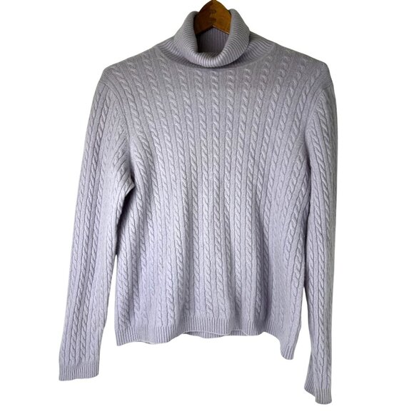 EASTER Charter Club 2-Ply Cashmere Lilac, Amethyst Turtleneck Sweater, Women's L - Picture 1 of 6